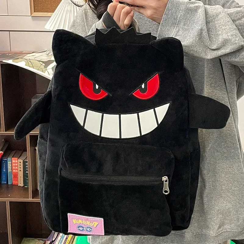 

New Pokemon Gengar Pikachu Plush Backpack Trendy Cool Large Bag Cute Cartoon Kawaii Couple Gift Storage Toys Anime Accessories