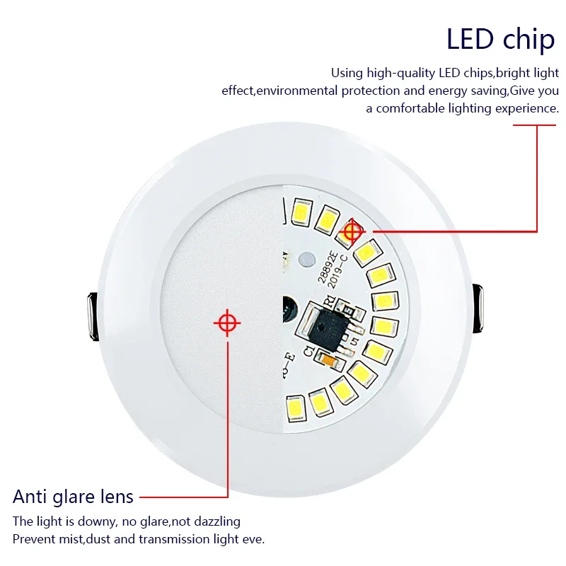 LED 다운라이트 원형 LED 전구, 매립형 실내 천장 조명, 거실용 천장 조명, 3W 5W 7W 9W 12W 15W, 로트당 10 개, 220V