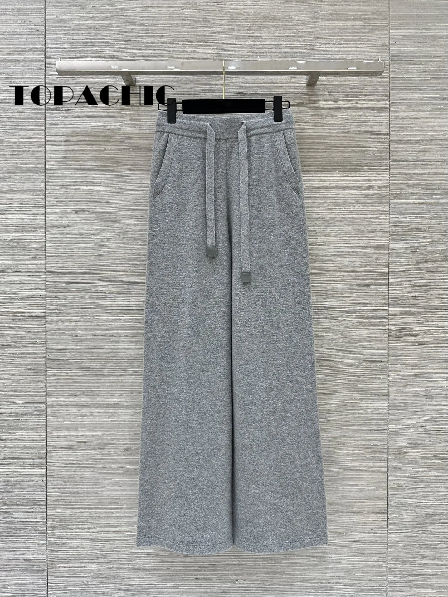 8.31 TOPACHIC-Women Hooded Jacquard Pocket Zipper Knit Cardigan + Drawstring Elastic Waist Pants Temperament Casual Set