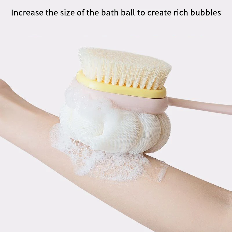 1 قطعة أداة تنظيف مزدوجة الوجهين فرشاة حمام مقبض طويل فرشاة حمام الفراء الناعمة انفصال تنظيف منشفة فرك الظهر القوي #4