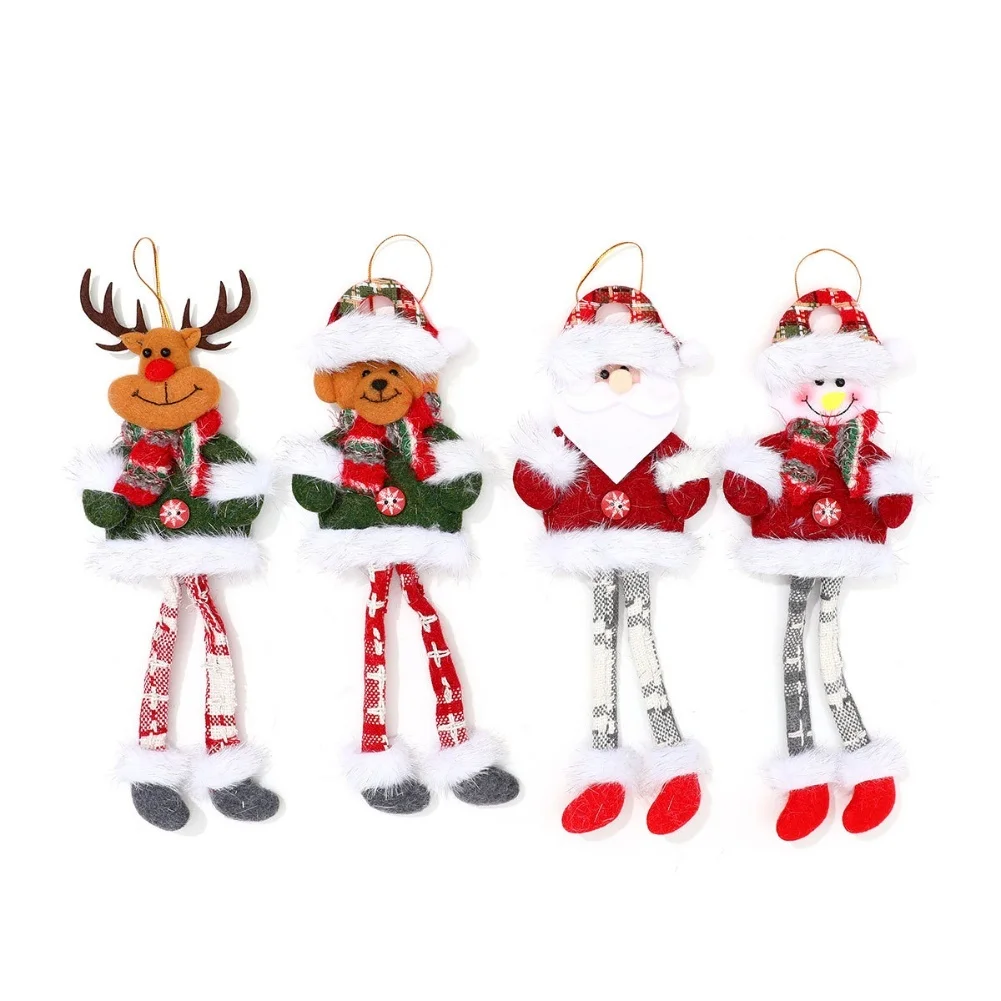 

Set of 4 Fabric Plush Christmas Ornaments with Hanging Pendant for Tree Decorations and Festive Holiday Ambiance
