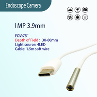 1MP 3.9mm 75°  endoscope camara  Industrial pipeline inspection 1.5m Type-C Soft wire  endoscope probe