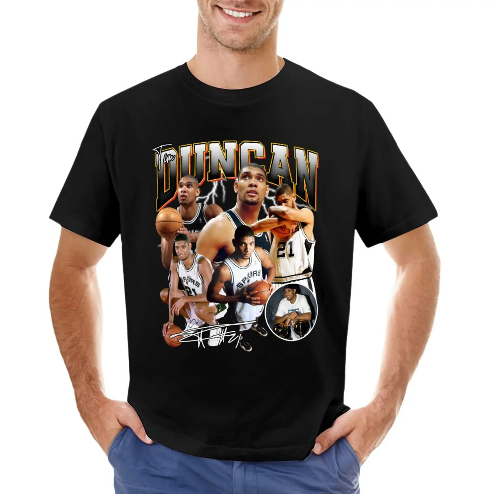 

Tim Duncan The Big Fundamental Basketball Legend Signature Vintage Retro 80s 90s Bootleg Rap Style T-Shirt