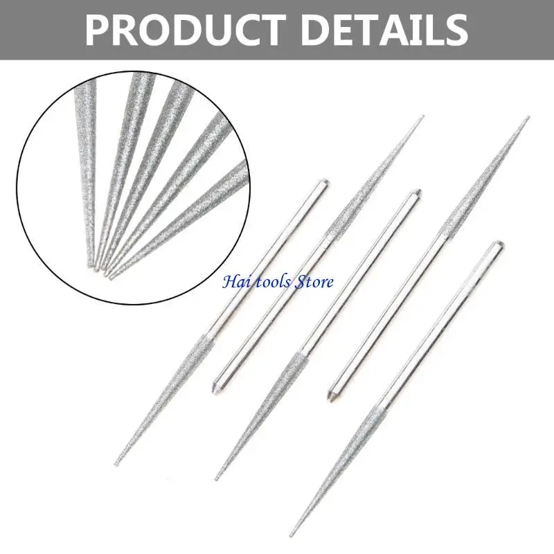 X37E 5PCS 3mm Shank Grinding Rods Mini Drill Diamond Grinding for Head Bur Needle Engraving Carving Polishing Glass Drill Bit
