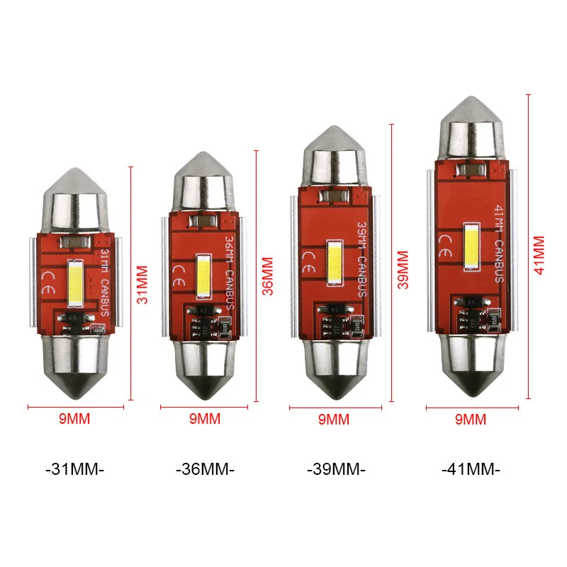 2/10X Car LED Super Bright Roof Light Reading Lamp 31mm 36mm 39mm 41mm Signal Lamp LED CSP 1860 White Bulb License Plate Lamp