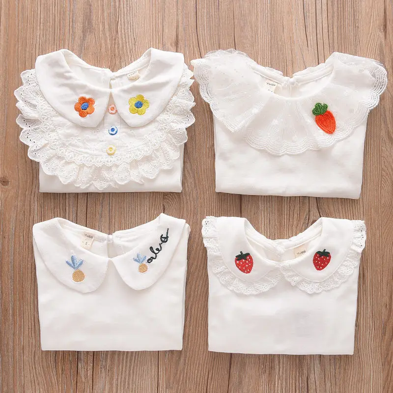 Strawberry Toddler Girls Lace T-shirts Kids Teenager Tops Children's Clothes