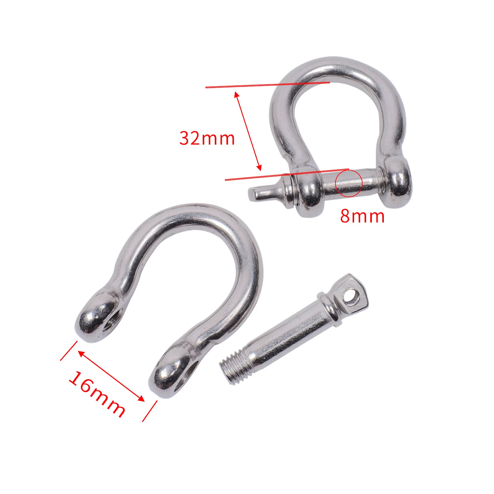 XINXING MARINE M8 316 Stainless Steel Bow Shackle Rustproof Screw Pin Marine Hardware