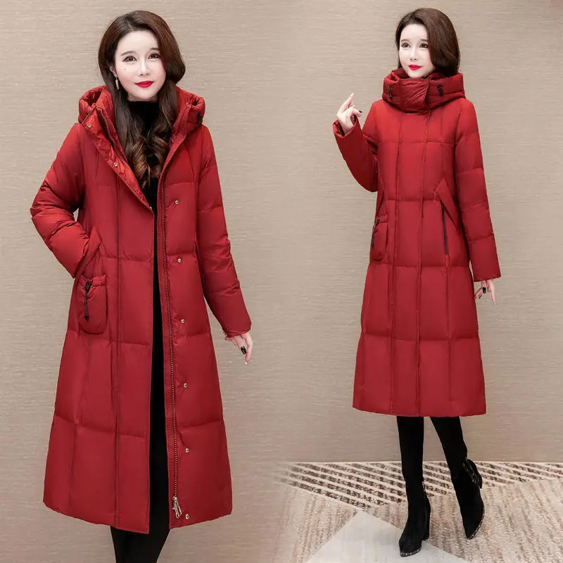 Women's Down Cotton Jacket Cotton Coat Warm Plus Size Mid-length Parkas New Slim Fit Cotton Coat Winter Versatile Thick Coat
