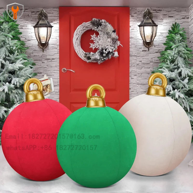 60CM Flocking PVC Inflatable Christmas Ball Lantern Ball