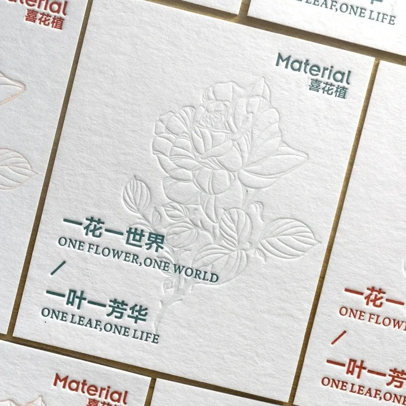Customized Letterpress Cotton Paper Cards Business Cards Postcards Florist Greeting Cards Stamping Debossing Letterpress