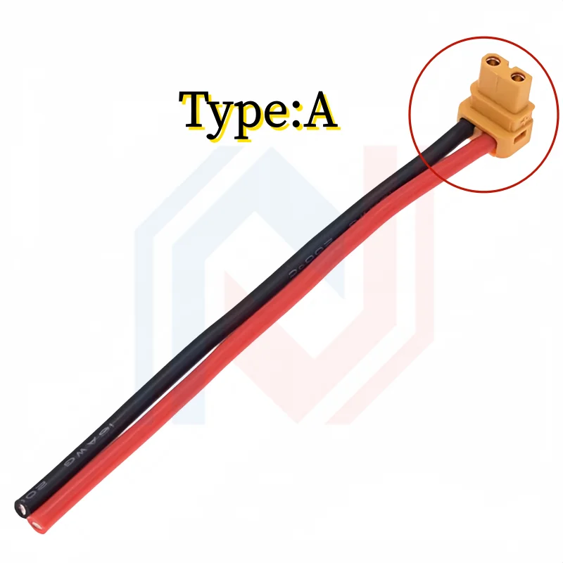 Amass XT30 Male Female Connector, XT30ULW-F Plug XT30U-M R/A 16AWG Silicone Cable Elbow Battery Charging Cable for RC Quadcopt