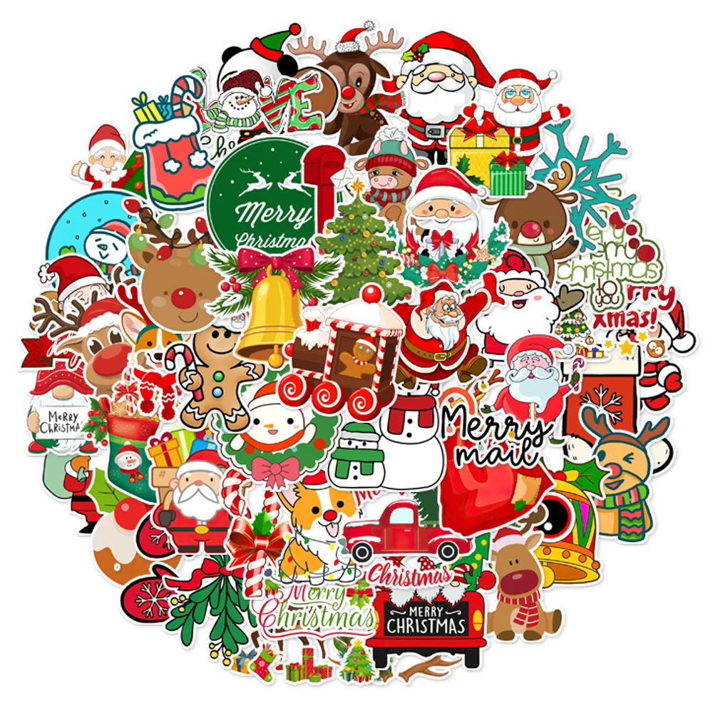 50PCS Christmas Series Holiday Decoration Graffiti Stickers DIY Phone Case Laptop Tablet Toy Stickers