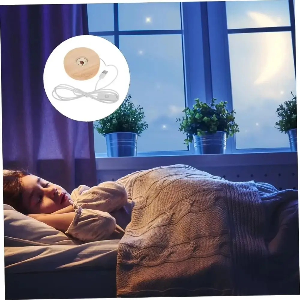 

Bohemian Round Lamp Base Solid Wood Display Stand Wood Lamp Holder LED Lamp Stand Base Home Decor