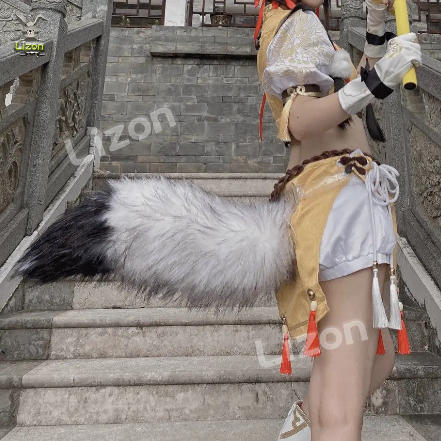 Anime Cosplay wedeln Schwanz Ohren Fuchs Schwänze Wolf Ohren Schwänze Hutao Copslay Schwänze bewegen Tier pelzigen Schwanz