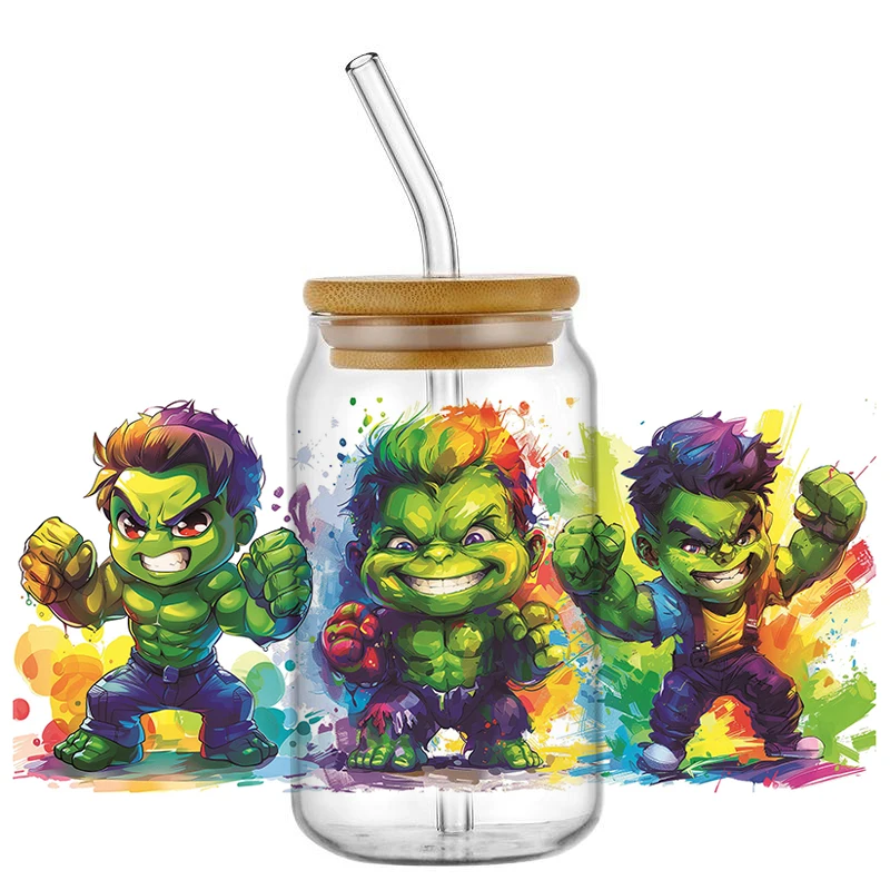 جديد الكتابة على الجدران نمط بطل السوبر 16 أوقية UV DTF ثلاثية الأبعاد ملصق ديدبول فيلم الرعب الكرتون كأس التفاف الكرتون نقل Libbey التفاف DIY بها بنفسك