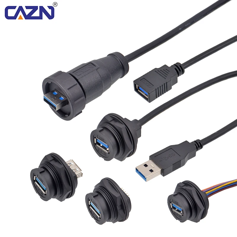 E16 Bayonet Quick Lock USB 3.0 Waterproof Overmolded Plug Male Female IP67 0.3M 1M 2M 3M for Machine Vision & Data Transfer