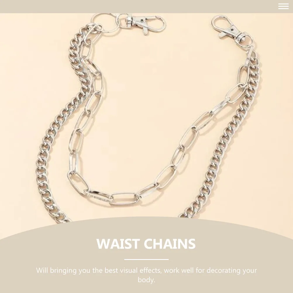 

2Pcs Metal Waist Chains Punk Style Waistbands Decorative Body Chains Eyecatching Fashion Accessory for Festive Occasions