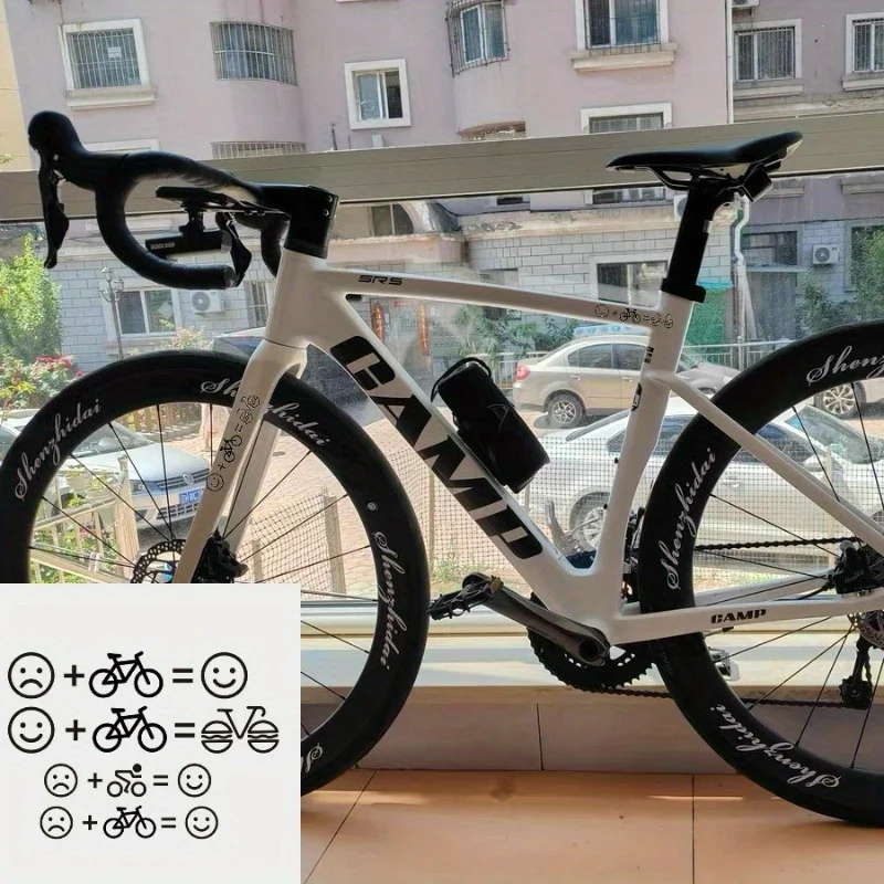 مجموعة واحدة من ملصقات الدراجة النارية ثلاثية الأبعاد "ابتسامة + دراجة نارية = ممتعة" زينة جسم السيارة المرحة