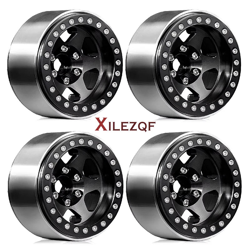 XILEZQF 4PCS 1.9 Beadlock Wheels Rims -10mm Hex 12mm for 1/12 MJX H12Y 1/10 RC Crawler TRX4 SCX10 III 90046