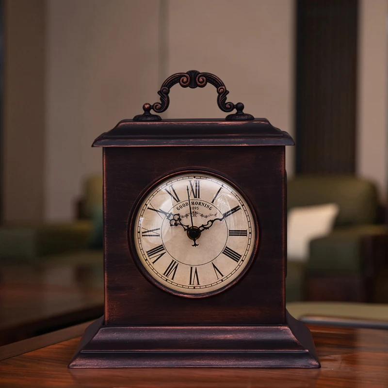 

Vintage desk clock classical desk clock household living room nostalgic clock Quartz clock desk clock of the Republic of China