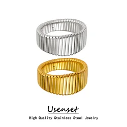 USENSET 304L Stainless Steel Elastic Ring Unisex Men Women Waterproof Glossy Spiral Hip Hop Finger Accessories Gift