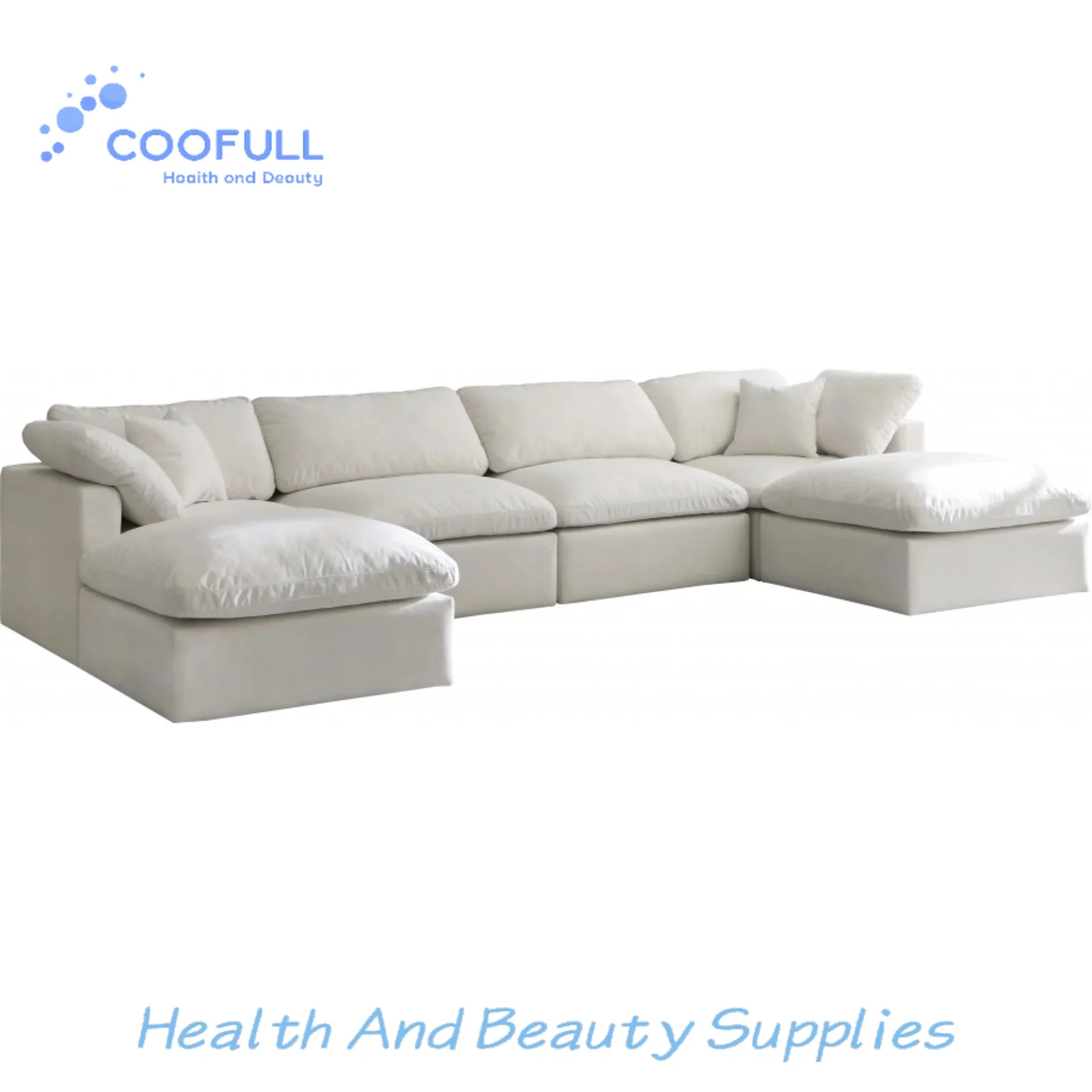 Coofull Sofaloud-Shaped Sofa French Cream Style with Vacuum Compressed Linen Fabric Chinese Straight-Line for Living Room