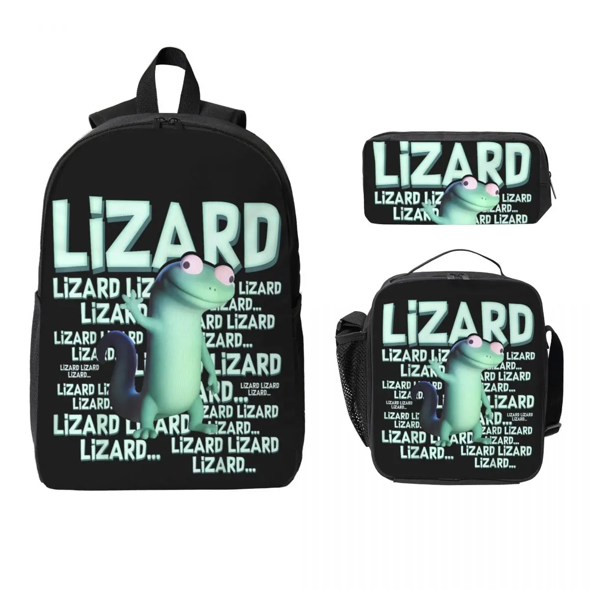 Lizard Lizard Lizard Weirdcore Tom Lizard 3pecs/set Backpack for Student Laptop Computer Shoulder Bag Lunch bag Pencil Case