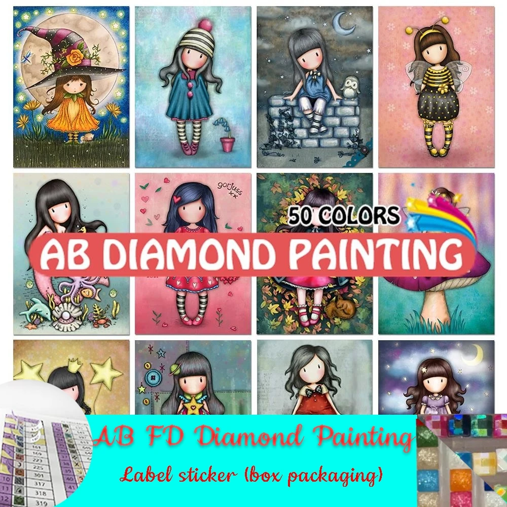 5D AB FD Diamond Painting Gingerbrea Girl Kit Cartoon Princess Full Square Round Drill Embroidery Mosaic Cross Stitch Home Decor