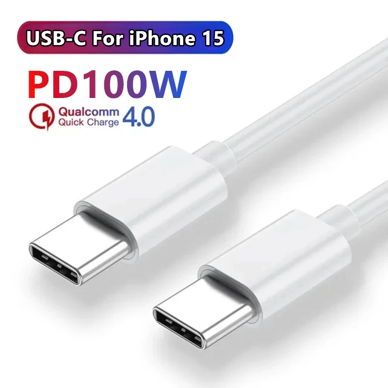 PD 100W Type C To Type C Data Cable Fast Charging For iPhone 15 Pro Max Huawei Xiaomi Samsung S23 S22 S21 USB C Charger Cord 2m