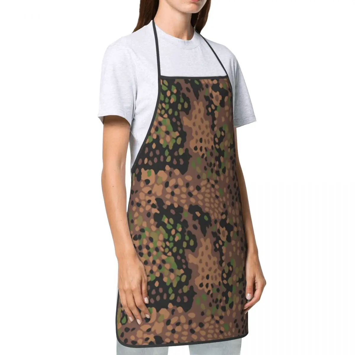 Custom Bib Pea Dot Military Camo Aprons Men Women Adult Chef Kitchen Cooking Army Tactical Camouflage Tablier Cuisine Gardening