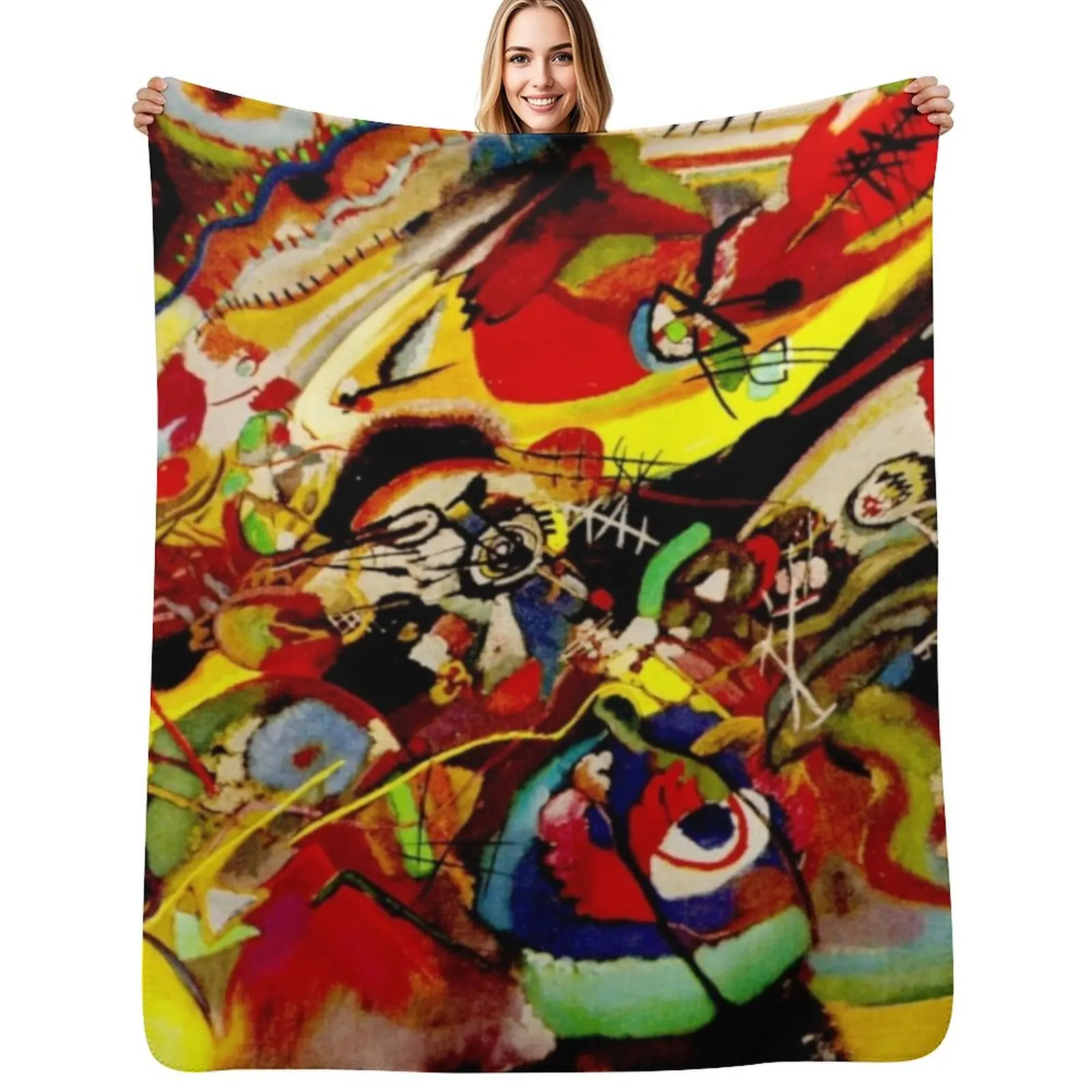 Study for Composition VII | Wassily Kandinsky Abstract Art Throw Blanket Year Round Soft Comfortable Blanket for Home