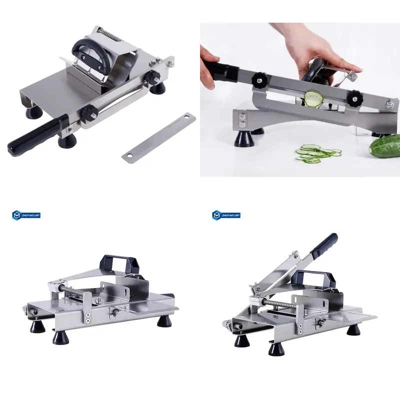 New household meat slicer, frozen meat slicer, stainless steel material, adjustable thickness, portable, semi-automatic,