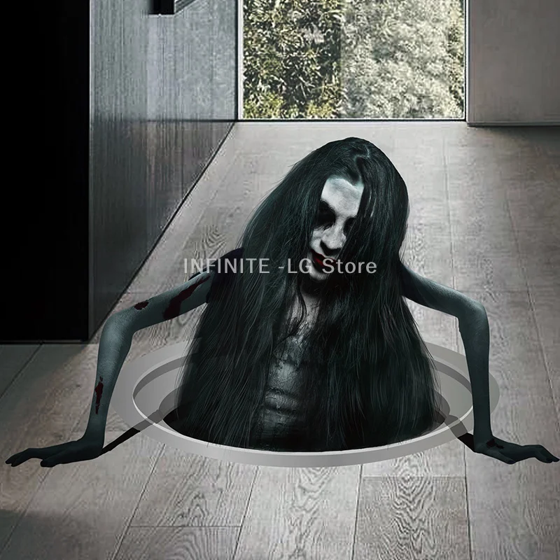 3D Floor Wall Stickers Scary Ghost Halloween Removable Interior Decoration Scary Atmosphere Bar Party Spooky Decoration Props