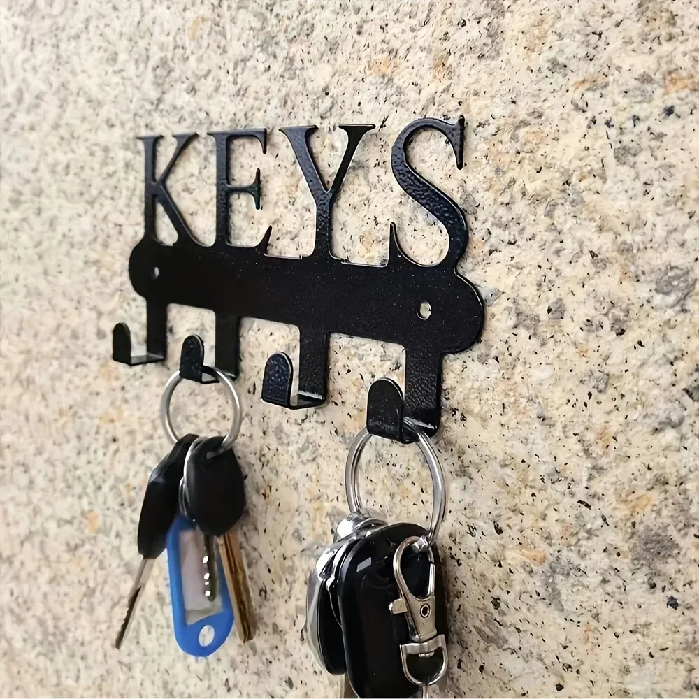 CIFBUY Metal Key Holder Wall Mounted Key Hooks Key Please Row Hooks for Entryway Front Door Hallway Aesthetic Room Decor