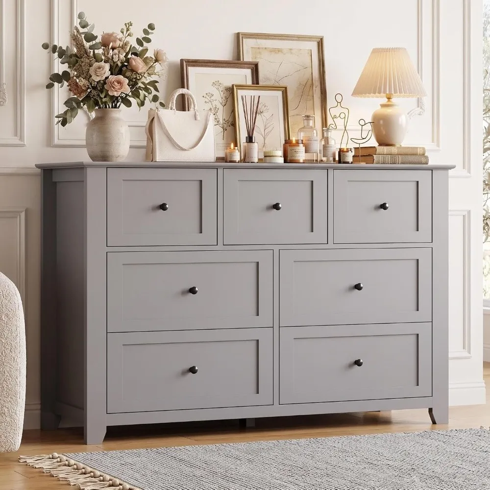Dresser for Bedroom 6/7 Drawer Simply Modern Wood Storage Double Chest Deep