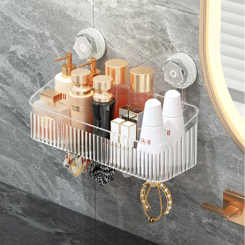 

Suction Cup Wall Mounted Rotating Bathroom Storage Rack Punch-free Kitchen Spice Storage Rack Multi-purpose