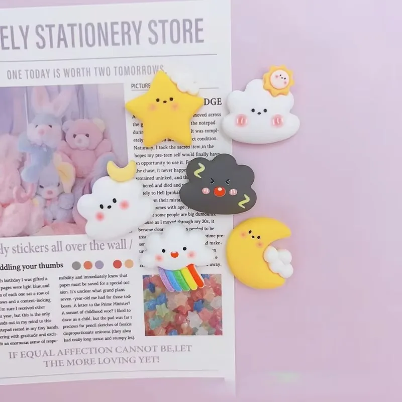 6Pcs Creative Star Moon Rainbow Refrigerator Sticker Cartoon Magnet Decoration Message Photo Home Decoration Magnet Cute Magnet