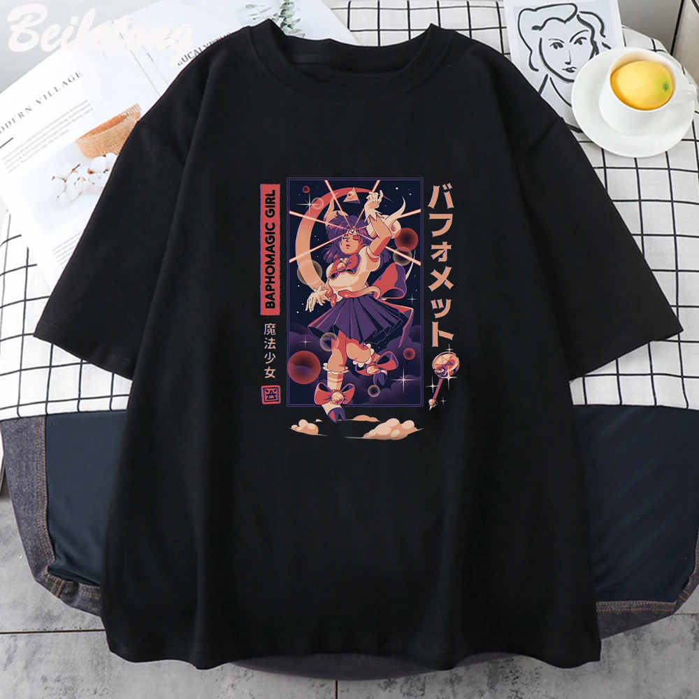 Kawaii Card Captor Sakura Magic Girl print ladies T-shirt casual basis O-collar white shirt short sleeve Pink T-shirt Drop Ship