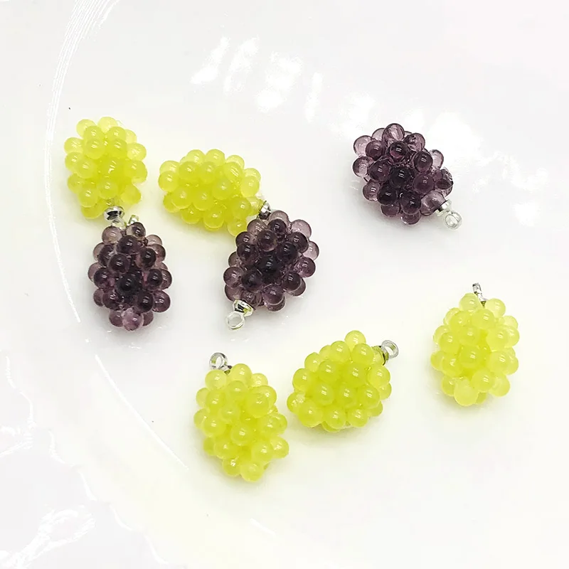 3pcs 3D Crystal Grapes Earring Charms Mini Miniature Fruit Pendant For Eardrop Bracelet Keychain Decor Diy Sweet Jewelry Make