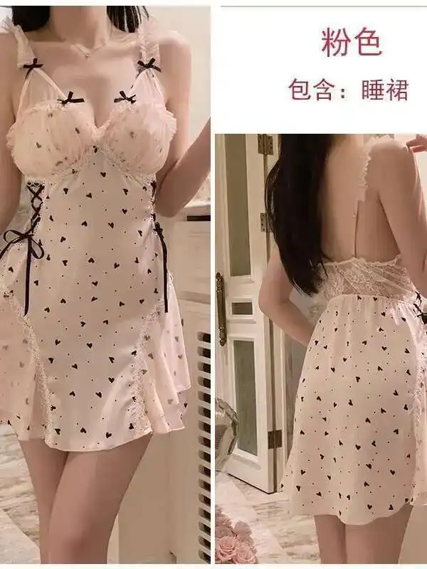 Luksusowa Duża Lekka Piżama Słodkie Falbanki na Rękawach Gorąca Głęboki Dekolt V Plus Biust Mata Seksowna Sukienka do Spania Sukienka Domowa Elegancka Urocza S8CR