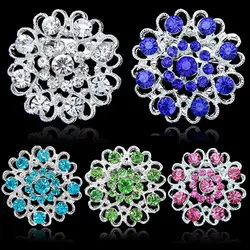 Rhinestone Brooch Pin Jewelry Crystal Brooch Hollow Out Collar Pin Silver Plated Flower Jewelry for Wedding Dating Lapel pins