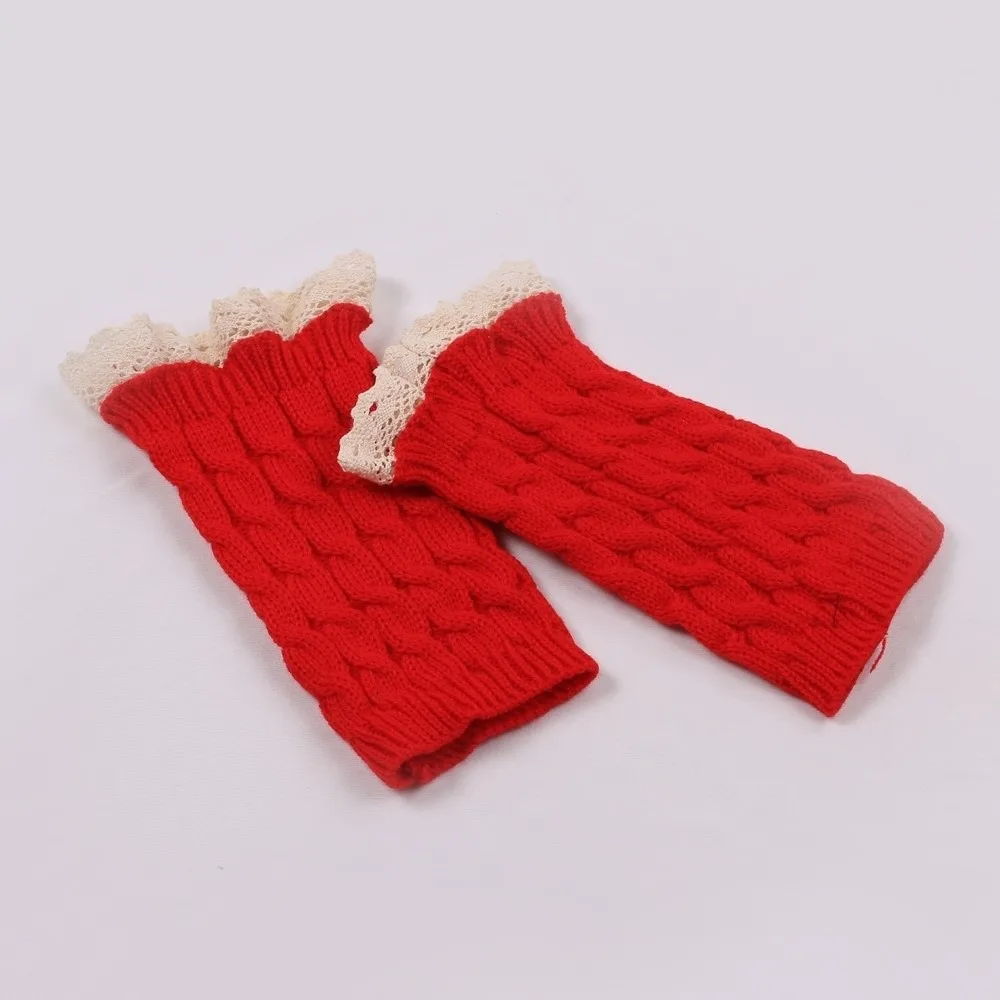 Cozy Lace Trim Fingerless Mittens Thicken Long Half Finger Gloves Warm Wrist Protection Arm Warmers Writting Friendly