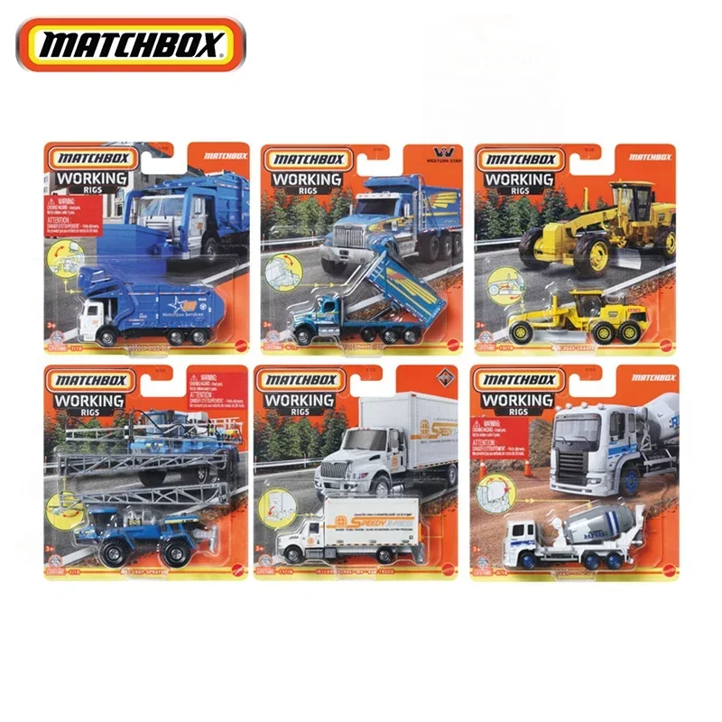 Original Matchbox Working Rigs Car Toy Metal Diecast Gmc Attenuator Truck Vehicle Model Toys for Boys Collection Birthday Gift