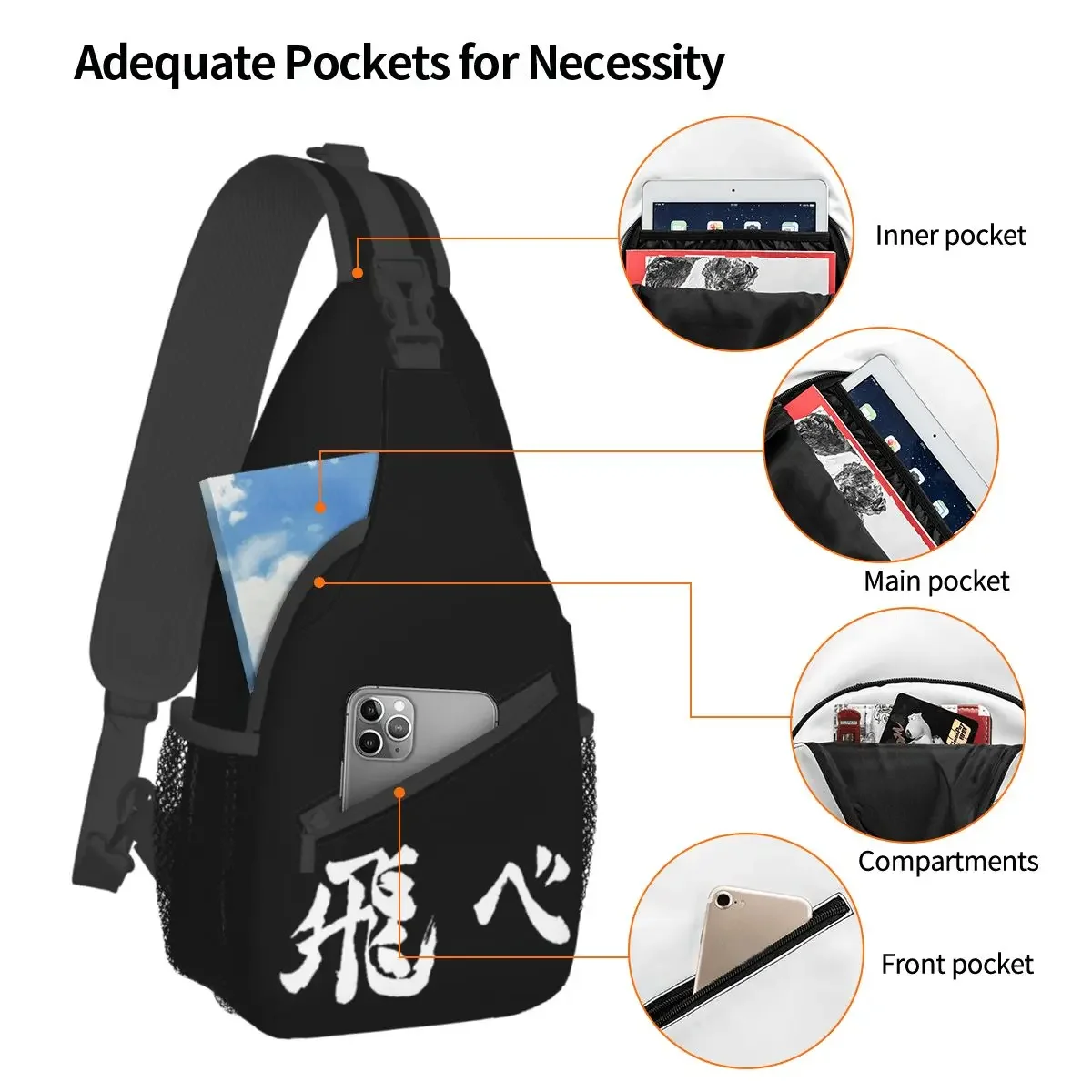 Haikyuu Fly Small Sling Bags Chest Crossbody Shoulder Sling Backpack Outdoor Sports Daypacks Anime Manga Cool Bag