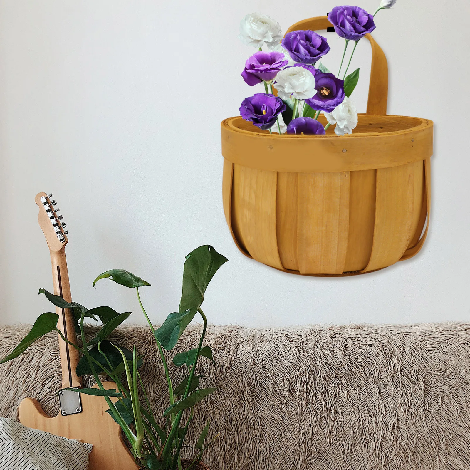 2Pcs Wall Hanging Basket Storage Basket Woven Decorative Holder for Succulents Plants Bonsai Home Wall Decor Home Decor