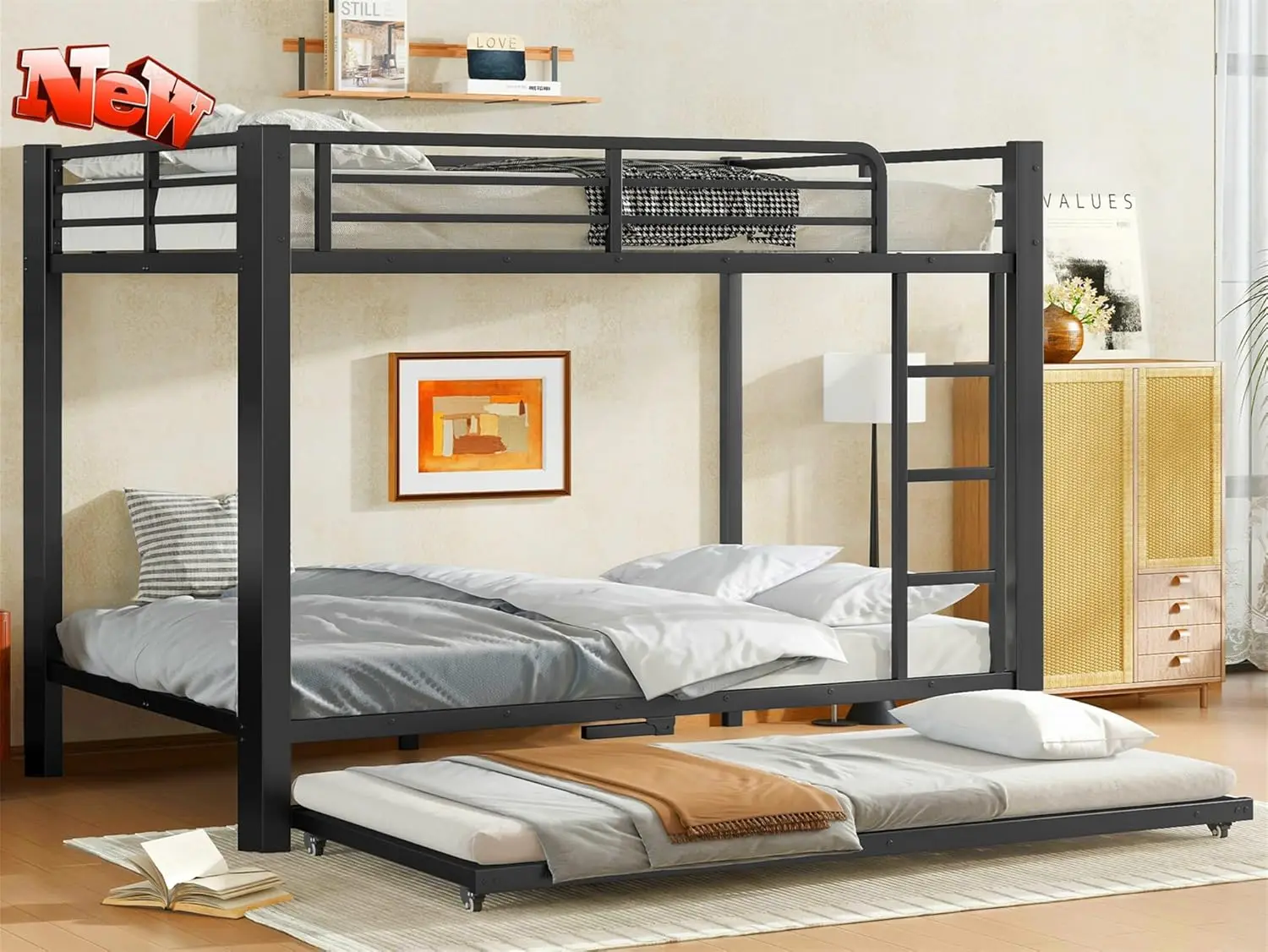 

Stronger & Truly Reinforced Heavy Duty Metal Bunk Bed Full Over Full Size Bunkbed, Thickened More Stable, Customized