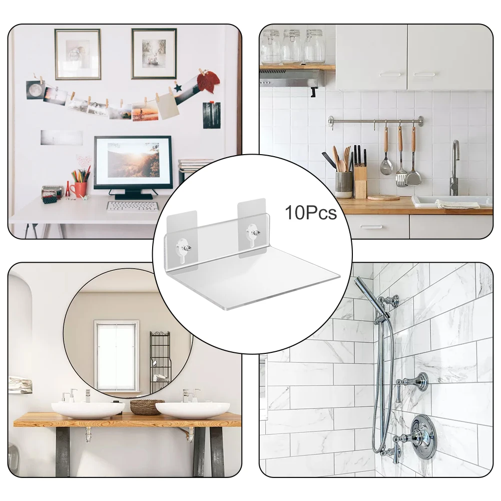 10 Buah Rak Display Rekaman Akrilik Rak Penyimpanan Album Rekaman LP Rak Mengambang Tempat Rekaman Vinil Terpasang Di Dinding Bening