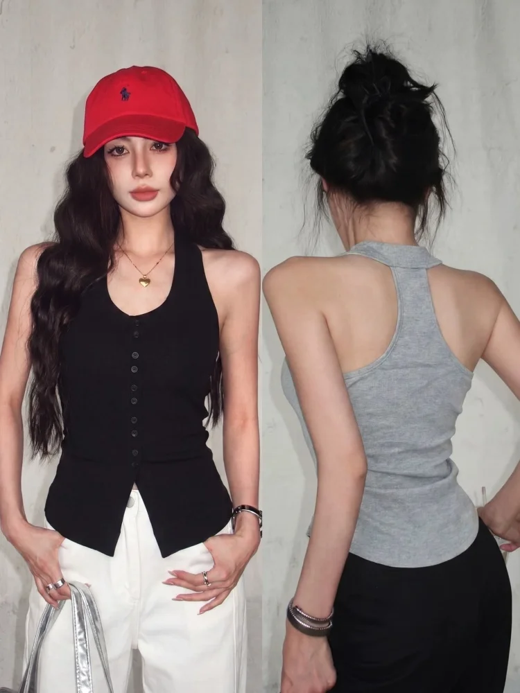 Women's Slim Fit Cotton Camisole Tank Top Neck Hanging Strap Vest 95% Cotton Summer New Style Inner Wear Outer Wear Base Shirt