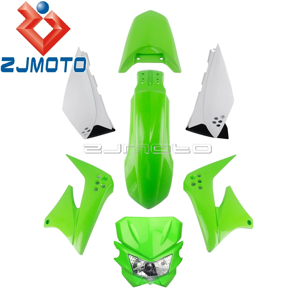 Complete Bodywork Fairing for  KLX 150 KLX150 Green Plastic Front & Rear Side Cover Mudguard Fender Headlight Fairing