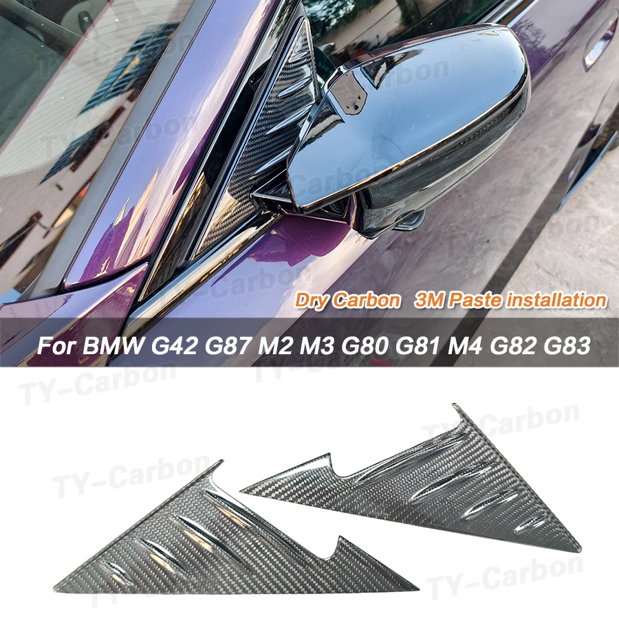 

For BMW G87 M2 G42 M240 G82 G22 M4 G80 M3 G20 G28 Dry Carbon Fiber Mirror Side Triangle Spoiler Window Deflector Cover Car Trim